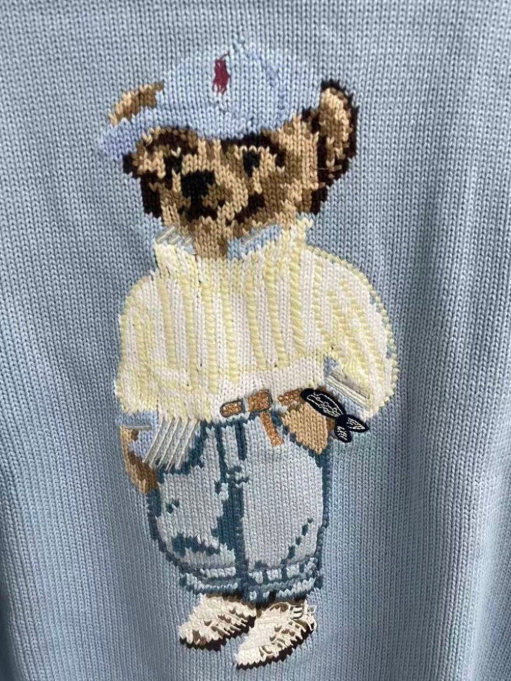 Polo Ralph Lauren Light Blue Casual Polo Bear Crewneck Knit Sweater - Picture 5 of 6